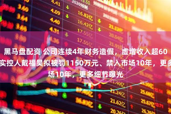 黑马盘配资 公司连续4年财务造假，虚增收入超6000万元！实控人戴福昊拟被罚1150万元、禁入市场10年，更多细节曝光