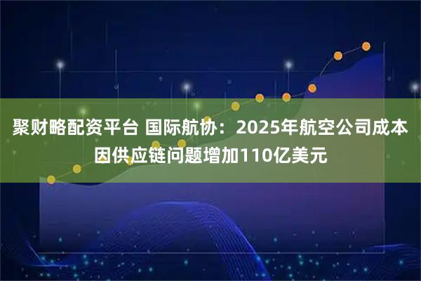 聚财略配资平台 国际航协：2025年航空公司成本因供应链问题增加110亿美元